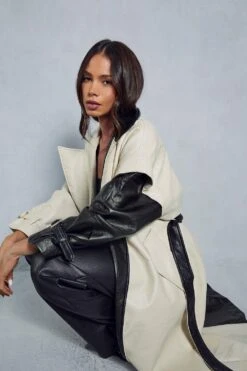 Monochrome Longline Trench Coat 12 Monochrome Longline Trench Coat -Cheap Sarto Tone Store black monochrome longline trench coat 4