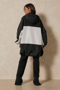 Nylon Contrast Windbreaker Jacket -Cheap Sarto Tone Store black nylon contrast windbreaker jacket 2