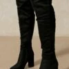 Over The Knee Faux Suede Heeled Boots 1 Over The Knee Faux Suede Heeled Boots -Cheap Sarto Tone Store black over the knee faux suede heeled boots