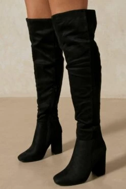 Over The Knee Faux Suede Heeled Boots