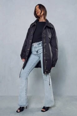 Oversized Pocket Detail Coat -Cheap Sarto Tone Store black oversized pocket detail coat 3