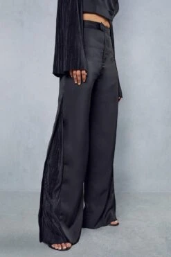 Cheap Sarto Tone Store -Cheap Sarto Tone Store black plisse side wide leg trousers 1