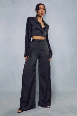 Plisse Side Wide Leg Trousers 10 Plisse Side Wide Leg Trousers -Cheap Sarto Tone Store black plisse side wide leg trousers 3