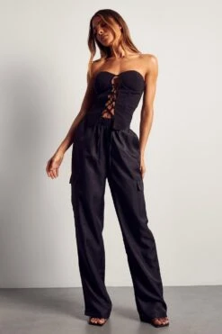 Pocket Detail Straight Leg Cargo Pant 10 Pocket Detail Straight Leg Cargo Pant -Cheap Sarto Tone Store black pocket detail straight leg cargo pant 3