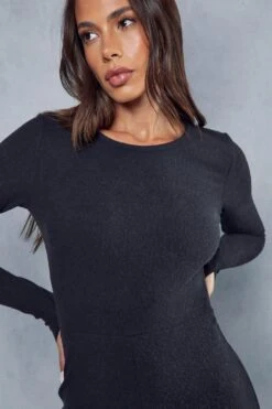 Premium Brushed Rib Thumbhole Wide Leg Jumpsuit -Cheap Sarto Tone Store black premium brushed rib thumbhole wide leg jumpsuit 5