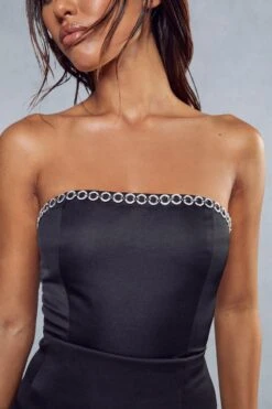 Premium Diamante Chain Bandeau Bodysuit -Cheap Sarto Tone Store black premium diamante chain bandeau bodysuit 6