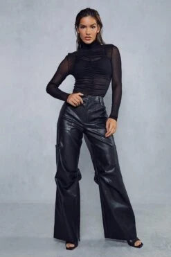 Premium Leather Look Relaxed Trousers 10 Premium Leather Look Relaxed Trousers -Cheap Sarto Tone Store black premium leather look relaxed trousers 1 3