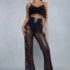 Premium Sequin Flare Leg Trouser 1 Premium Sequin Flare Leg Trouser -Cheap Sarto Tone Store black premium sequin flare leg trouser