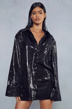 Premium Sequin Shirt And Mini Skirt Co-ord