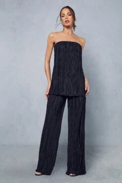 Premium Soft Touch Plisse Bandeau Top & Trouser Co-ord
