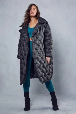 Recycled Pintuck Detail Double Breasted Coat