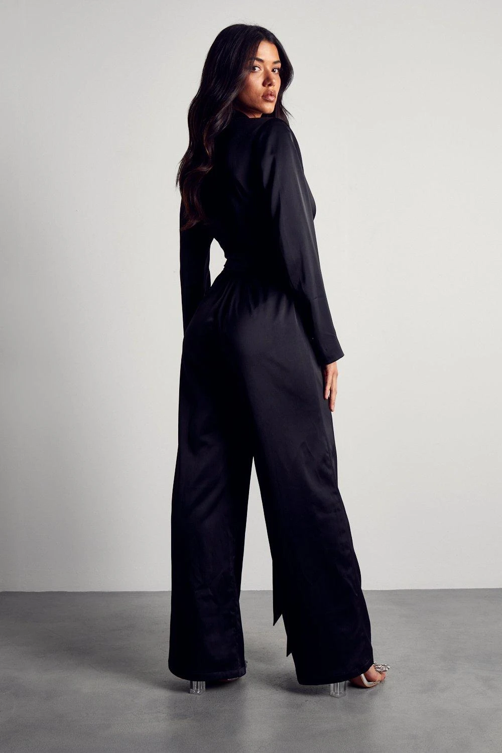 Recycled Satin Wrap Detail Jumpsuit 5 Recycled Satin Wrap Detail Jumpsuit - Image 3