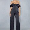 Satin Corset Bardot Jumpsuit 1 Satin Corset Bardot Jumpsuit -Cheap Sarto Tone Store black satin corset bardot jumpsuit