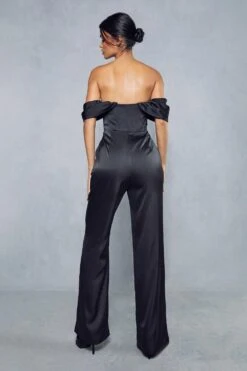 Satin Corset Bardot Jumpsuit 9 Satin Corset Bardot Jumpsuit -Cheap Sarto Tone Store black satin corset bardot jumpsuit 2