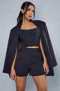 Seam Detail Corset & High Waisted Shorts Co-ord