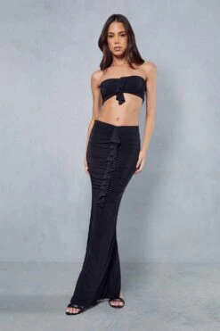 Soft Touch Double Layer Bandeau Frill Maxi Skirt Co-ord