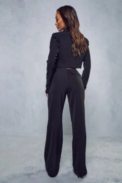 Split Waistband Wide Leg Trousers 9 Split Waistband Wide Leg Trousers -Cheap Sarto Tone Store black split waistband wide leg trousers 2