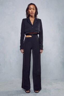 Split Waistband Wide Leg Trousers