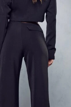 Split Waistband Wide Leg Trousers 11 Split Waistband Wide Leg Trousers -Cheap Sarto Tone Store black split waistband wide leg trousers 4