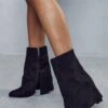 Suede Folded Ankle Boot 2 Suede Folded Ankle Boot -Cheap Sarto Tone Store black suede folded ankle boot