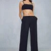 Tailored Premium Low Waisted Wide Leg Trousers -Cheap Sarto Tone Store black tailored premium low waisted wide leg trousers