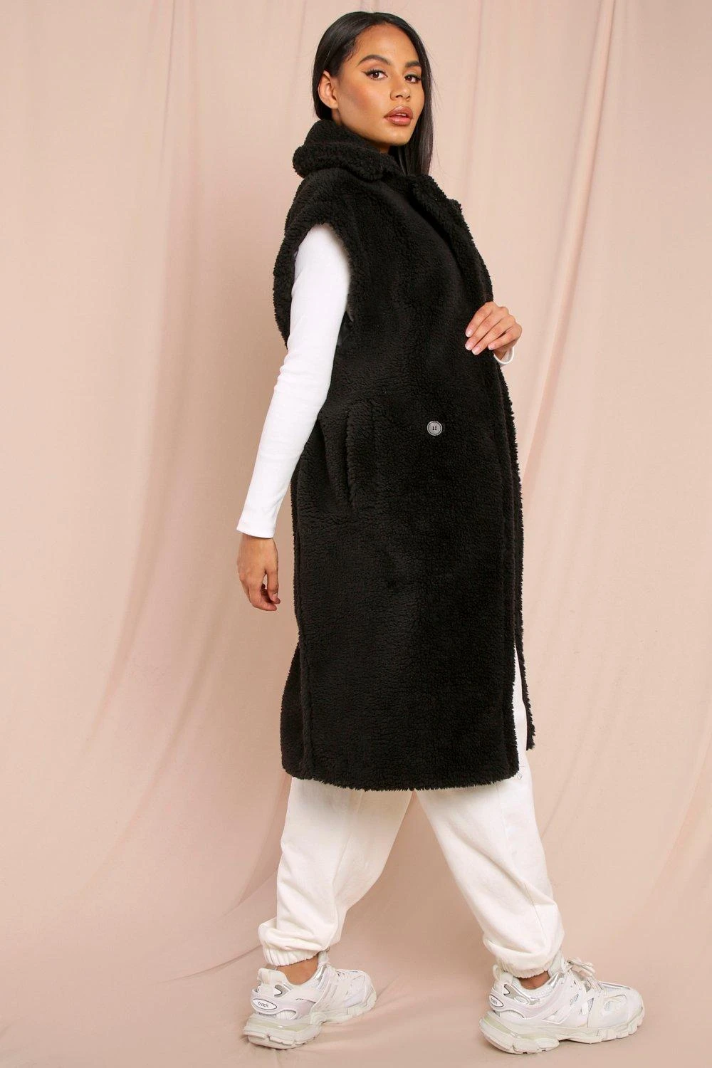 Teddy Sleeveless Longline Coat 4 Teddy Sleeveless Longline Coat - Image 3