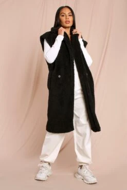 Cheap Sarto Tone Store 4 Teddy Sleeveless Longline Coat