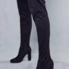 Black Tie Back Block Heel Thigh High Boots 1 Black Tie Back Block Heel Thigh High Boots -Cheap Sarto Tone Store black tie back block heel thigh high boots