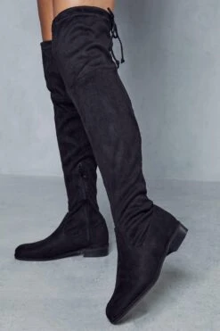 Tie Back Flat Over The Knee Boots -Cheap Sarto Tone Store black tie back flat over the knee boots 2