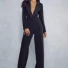 Tuxedo Style Straight Leg Jumpsuit 2 Tuxedo Style Straight Leg Jumpsuit -Cheap Sarto Tone Store black tuxedo style straight leg jumpsuit