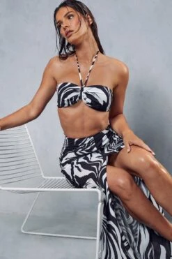 Zebra Print Textured Halterneck Top & Maxi Skirt Co-ord 12 Zebra Print Textured Halterneck Top & Maxi Skirt Co-ord -Cheap Sarto Tone Store black zebra print textured halterneck top maxi skirt co ord 4