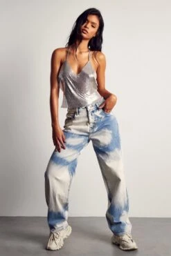 Cloud Wash Oversized Baggy Jeans 11 Cloud Wash Oversized Baggy Jeans -Cheap Sarto Tone Store blue cloud wash oversized baggy jeans 3