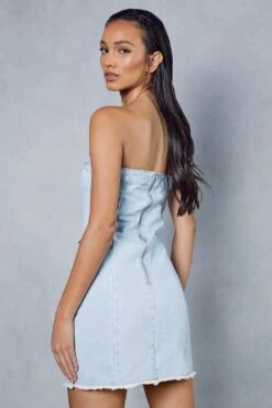 Diamante Bandeau Denim Mini Dress 10 Diamante Bandeau Denim Mini Dress -Cheap Sarto Tone Store blue diamante bandeau denim mini dress 2