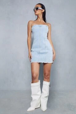 Diamante Bandeau Denim Mini Dress 11 Diamante Bandeau Denim Mini Dress -Cheap Sarto Tone Store blue diamante bandeau denim mini dress 3