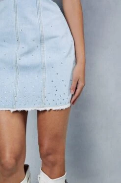 Diamante Bandeau Denim Mini Dress 13 Diamante Bandeau Denim Mini Dress -Cheap Sarto Tone Store blue diamante bandeau denim mini dress 5