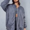 Drop Shoulder Oversized Bomber Jacket -Cheap Sarto Tone Store blue drop shoulder oversized bomber jacket
