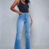High Waist Flared Denim Jeans 1 High Waist Flared Denim Jeans -Cheap Sarto Tone Store blue high waist flared denim jeans
