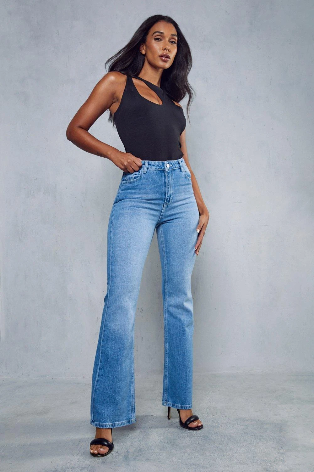 High Waist Flared Denim Jeans 3 High Waist Flared Denim Jeans