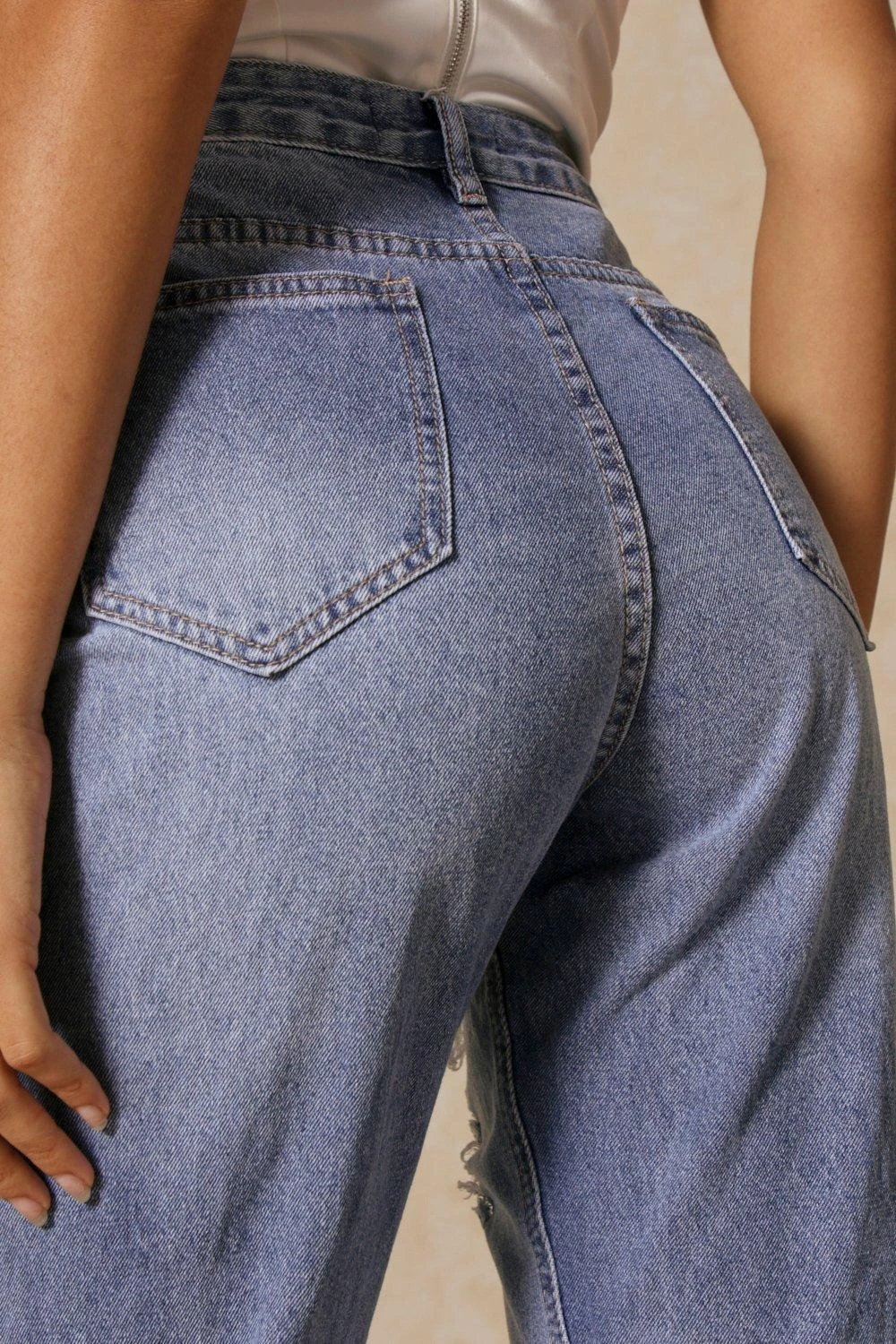 High Waisted Extreme Distressed Mom Jean 4 High Waisted Extreme Distressed Mom Jean - Image 2