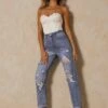 High Waisted Extreme Distressed Mom Jean 1 High Waisted Extreme Distressed Mom Jean -Cheap Sarto Tone Store blue high waisted extreme distressed mom jean