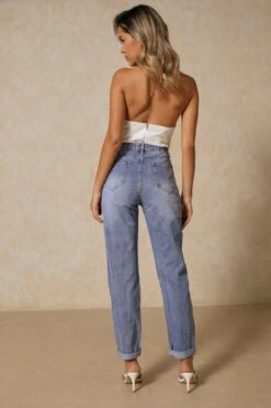 High Waisted Extreme Distressed Mom Jean 9 High Waisted Extreme Distressed Mom Jean -Cheap Sarto Tone Store blue high waisted extreme distressed mom jean 2