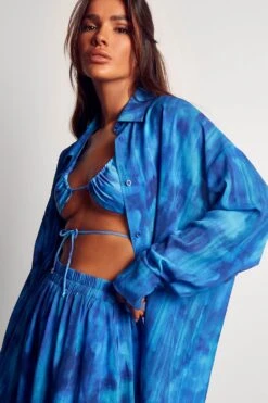 Miss Joslin Bleached Printed Oversized Shirt 10 Miss Joslin Bleached Printed Oversized Shirt -Cheap Sarto Tone Store blue miss joslin bleached printed oversized shirt 2