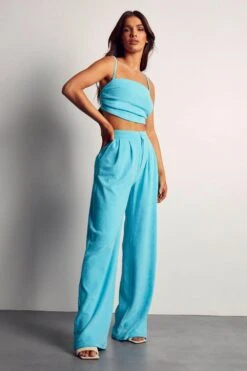 Miss Joslin Towelling Wide Leg Trouser -Cheap Sarto Tone Store blue miss joslin towelling wide leg trouser 4