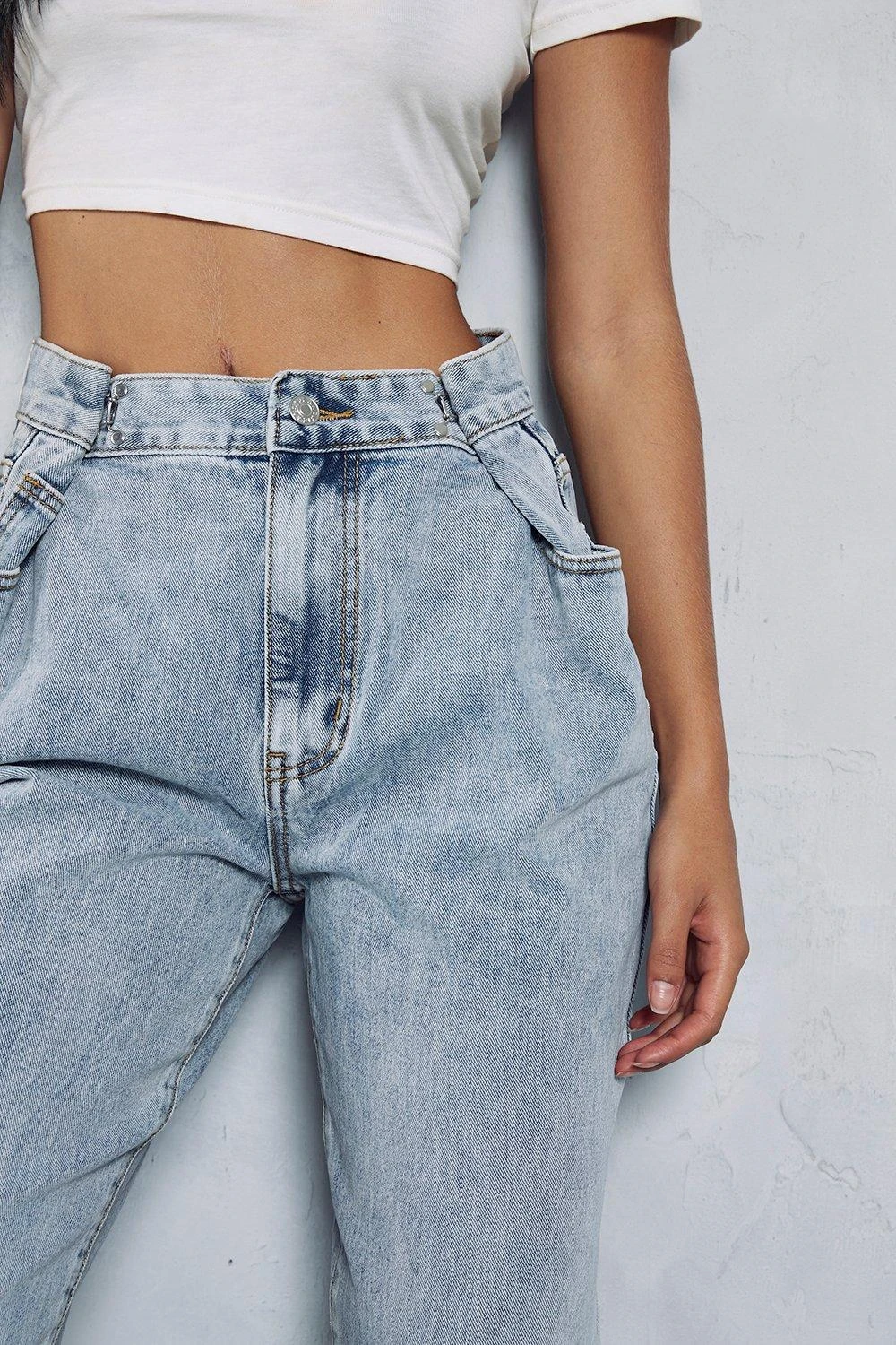 Pleat Detail Wide Leg Denim Jeans 4 Pleat Detail Wide Leg Denim Jeans - Image 2