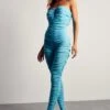 Ruched Mesh V Bar Jumpsuit 2 Ruched Mesh V Bar Jumpsuit -Cheap Sarto Tone Store blue ruched mesh v bar jumpsuit