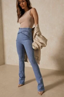 Skinny Kick Flare Gathered Waist Jean