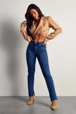 Straight Leg Inside Split Jean -Cheap Sarto Tone Store blue straight leg inside split jean 3