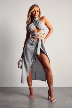 Textured Linen Look Knot Detail Midi Skirt 11 Textured Linen Look Knot Detail Midi Skirt -Cheap Sarto Tone Store blue textured linen look knot detail midi skirt 3