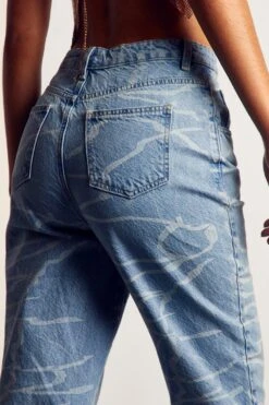 Washed Marble Print Wide Leg Jeans -Cheap Sarto Tone Store blue washed marble print wide leg jeans 4