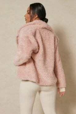 Oversized Collar Teddy Jacket -Cheap Sarto Tone Store blush oversized collar teddy jacket 2